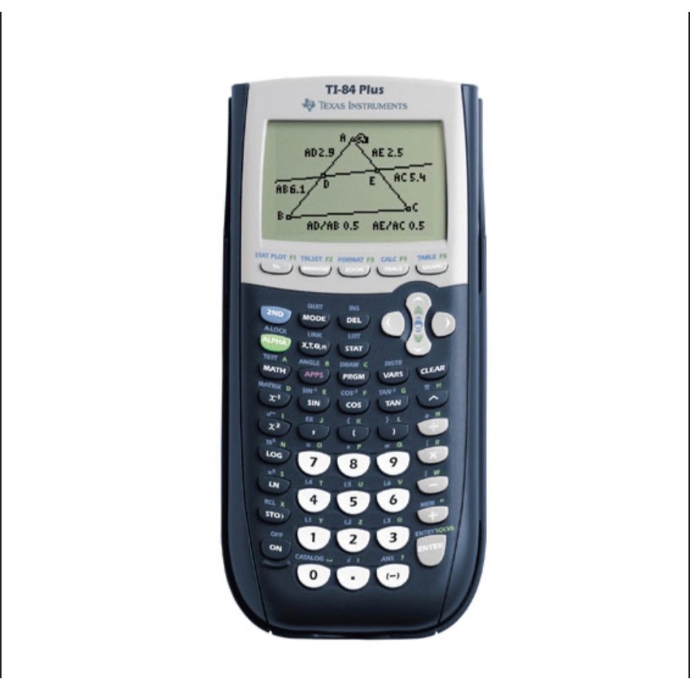 Texas Instruments TI-84 Plus Graphing Calculator Navy Blue Silver Tested Cable